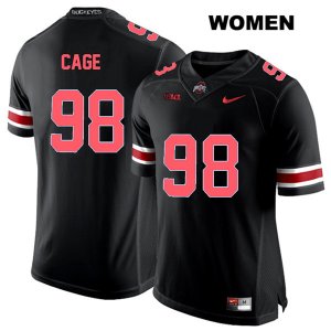 Women's NCAA Ohio State Buckeyes Jerron Cage #98 College Stitched Authentic Nike Red Number Black Football Jersey HN20Y82QR
